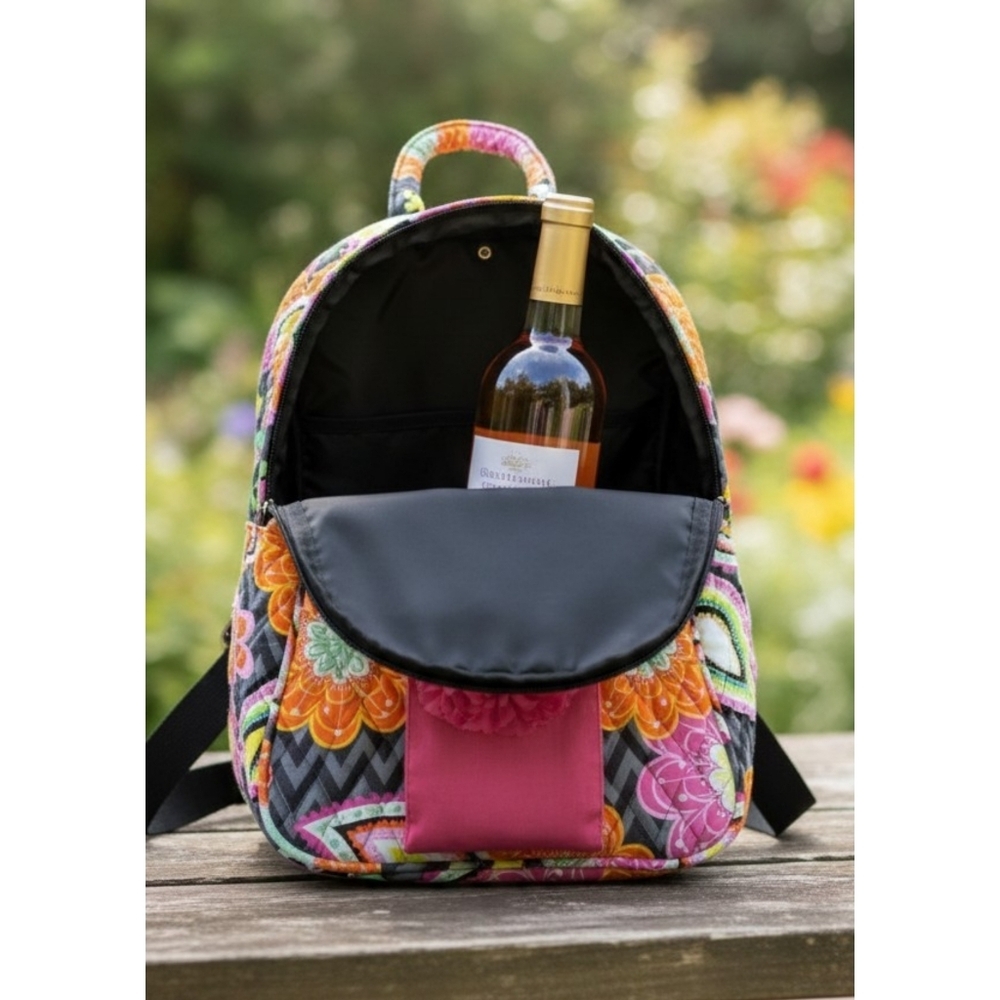 Vivajenz Floral  Refillable Wine Backpack Black